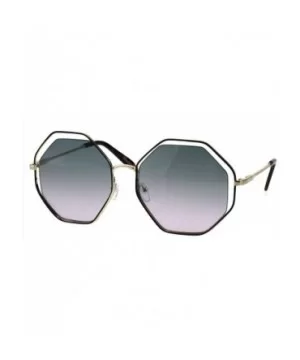 Womens Expose Lens Octagonal Metal Rim Hippie Retro Sunglasses - Brown Gold Black Pink - CS18EHR9RXY $11.67 Rectangular