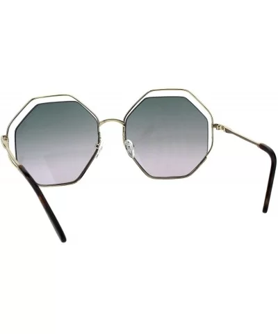 Womens Expose Lens Octagonal Metal Rim Hippie Retro Sunglasses - Brown Gold Black Pink - CS18EHR9RXY $11.67 Rectangular