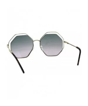 Womens Expose Lens Octagonal Metal Rim Hippie Retro Sunglasses - Brown Gold Black Pink - CS18EHR9RXY $11.67 Rectangular