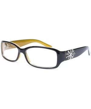 Women's Clear Lens Fashion Glasses in Black/Yellow - CW11BNSGPNV $6.78 Rectangular