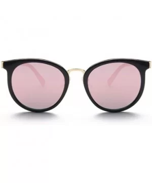 Coating Cat Eye Sunglasses for Women Round Sunglasses Female Cateye Glasses - Black Gray - CM199C99K4S $6.72 Round