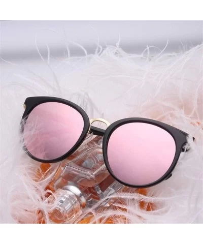 Coating Cat Eye Sunglasses for Women Round Sunglasses Female Cateye Glasses - Black Gray - CM199C99K4S $6.72 Round