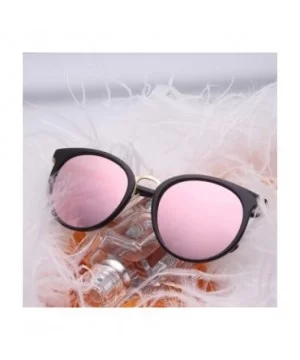 Coating Cat Eye Sunglasses for Women Round Sunglasses Female Cateye Glasses - Black Gray - CM199C99K4S $6.72 Round