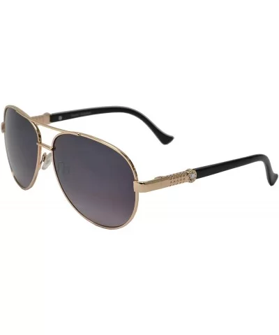 Womens Classic Aviator Sunglasses with Rhinestone Crystal - UV Protection - Black + Gradient Lens - C11903ESN2I $9.18 Aviator