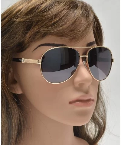 Womens Classic Aviator Sunglasses with Rhinestone Crystal - UV Protection - Black + Gradient Lens - C11903ESN2I $9.18 Aviator