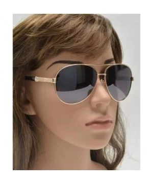 Womens Classic Aviator Sunglasses with Rhinestone Crystal - UV Protection - Black + Gradient Lens - C11903ESN2I $9.18 Aviator