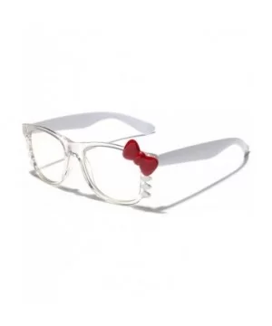 Non-Prescription Clear Lens Hello Kitty Bow Tie Women Girls Fashion Glasses - Crystal Clear - White - Red Bow Tie - CJ12N7810...