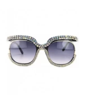 Round Sunglasses For Women Oversized Gradient Cute Rhinestone Bling Eyeglasses - CG196M0ALR9 $11.45 Oversized