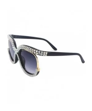 Round Sunglasses For Women Oversized Gradient Cute Rhinestone Bling Eyeglasses - CG196M0ALR9 $11.45 Oversized