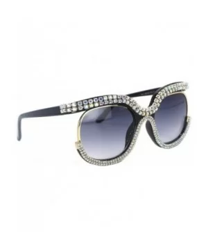 Round Sunglasses For Women Oversized Gradient Cute Rhinestone Bling Eyeglasses - CG196M0ALR9 $11.45 Oversized