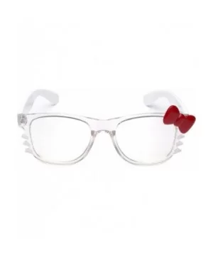 Non-Prescription Clear Lens Hello Kitty Bow Tie Women Girls Fashion Glasses - Crystal Clear - White - Red Bow Tie - CJ12N7810...