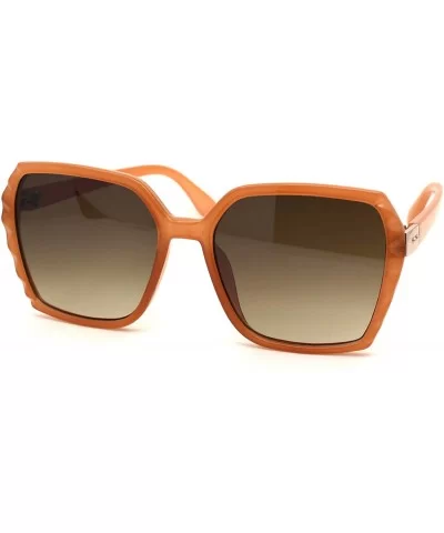 Womens Octagonal Shape Plastic Butterfly Chic Sunglasses - Peach Gradient Brown - CS18YLG3D9Q $11.20 Rectangular