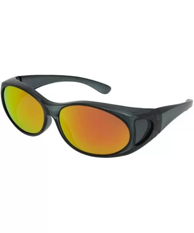 Small Color Mirror Sunglasses Over Glasses F3 - Clear Gray Frame Gold Mirror Gray Lens - CV18KM4R8KC $11.56 Oval