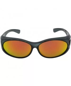 Small Color Mirror Sunglasses Over Glasses F3 - Clear Gray Frame Gold Mirror Gray Lens - CV18KM4R8KC $11.56 Oval