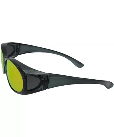 Small Color Mirror Sunglasses Over Glasses F3 - Clear Gray Frame Gold Mirror Gray Lens - CV18KM4R8KC $11.56 Oval