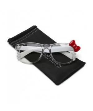 Non-Prescription Clear Lens Hello Kitty Bow Tie Women Girls Fashion Glasses - Crystal Clear - White - Red Bow Tie - CJ12N7810...