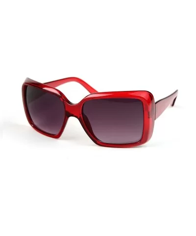 Women's Fashion Thick Square Oversized Sunglasses P1118 - Wine-gradientsmoke Lens - C011C6AKTEP $11.21 Oversized