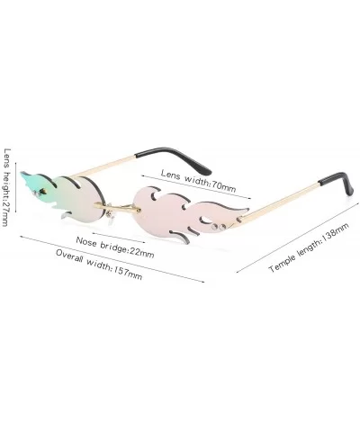 Fashion Flame Sunglasses for Small Face Women Rimless Wave Sun Glasses For Men Eyewear Luxury Trending Narrow - C219645MWUS $...