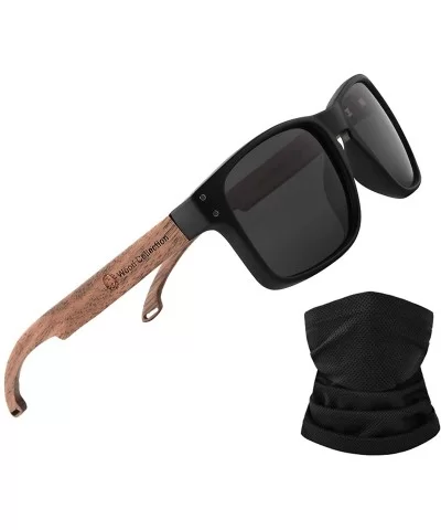 Sunglasses For Men With Polarized Lens Handmade Bamboo Sunglasses For Men&Women - A Walnut Black - C118TS3QGSM $18.89 Round