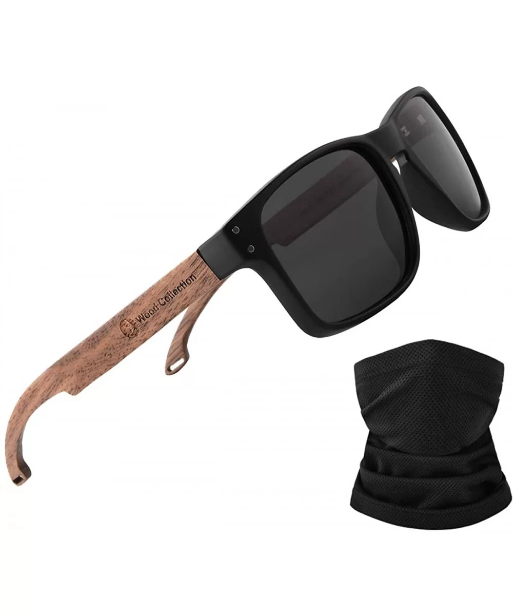 Sunglasses For Men With Polarized Lens Handmade Bamboo Sunglasses For Men&Women - A Walnut Black - C118TS3QGSM $18.89 Round