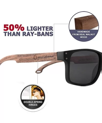 Sunglasses For Men With Polarized Lens Handmade Bamboo Sunglasses For Men&Women - A Walnut Black - C118TS3QGSM $18.89 Round