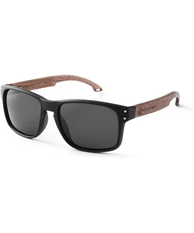 Sunglasses For Men With Polarized Lens Handmade Bamboo Sunglasses For Men&Women - A Walnut Black - C118TS3QGSM $18.89 Round