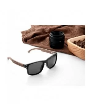 Sunglasses For Men With Polarized Lens Handmade Bamboo Sunglasses For Men&Women - A Walnut Black - C118TS3QGSM $18.89 Round