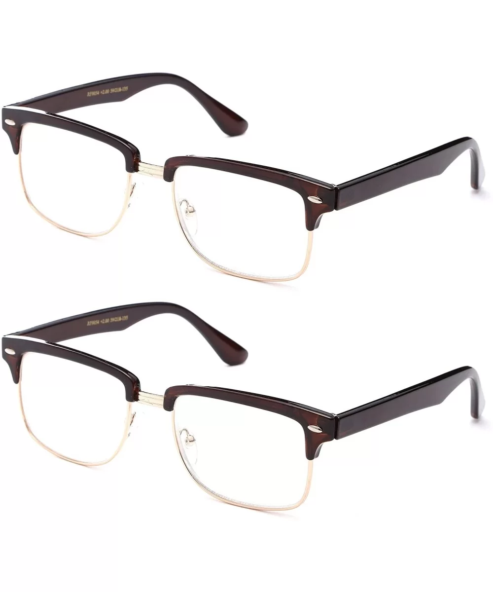 Reading Glasses - Best 2 Pack for Men and Women Fashion Fashion Reading Glasses - 2 Pack Brown/Gold - C312OBY08T6 $7.67 Round