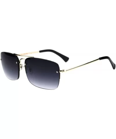 Magnified Lens Reading Sunglasses Mens Half Metal Rim Rectangular Tinted Reader - Gold (Smoke) - CO192Z8AO9Q $8.81 Rectangular