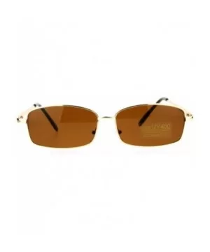 Oval Rectangular Sunglasses Unisex Classic Thin Metal Frame UV 400 - Gold - C2187C7YZ9T $6.04 Rectangular