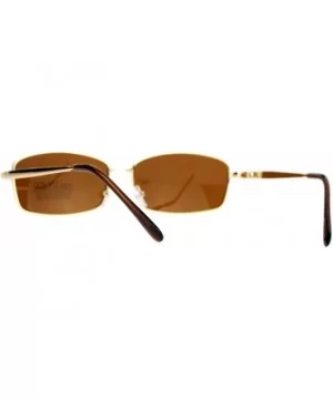 Oval Rectangular Sunglasses Unisex Classic Thin Metal Frame UV 400 - Gold - C2187C7YZ9T $6.04 Rectangular