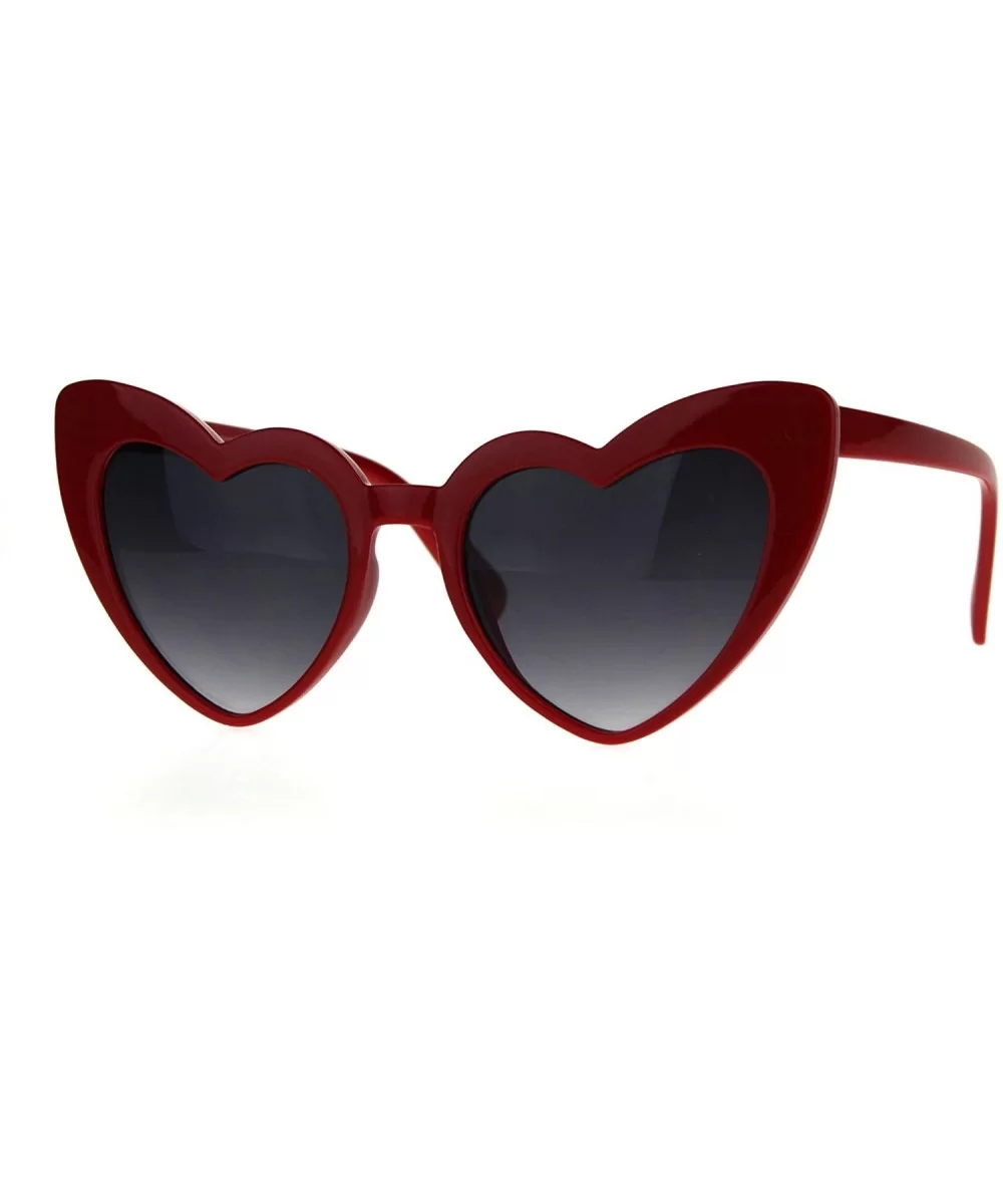 Womens Plastic Cat Eye Heart Shape Hippie Party Shade Sunglasses - Red - CQ187LA00TZ $9.12 Cat Eye