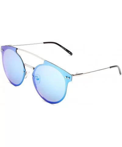 ICON Collection "The Nova" Handcrafted Polarized Cat-Eye Sunglasses - Antique Silver/Blue Mirror - C718688R339 $14.44 Cat Eye