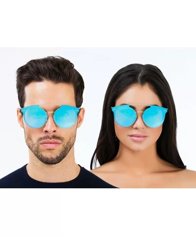 ICON Collection "The Nova" Handcrafted Polarized Cat-Eye Sunglasses - Antique Silver/Blue Mirror - C718688R339 $14.44 Cat Eye