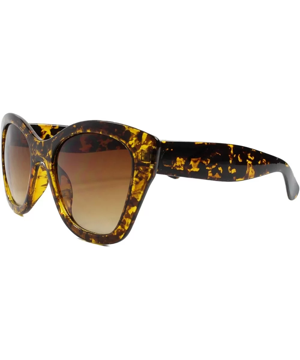 Big Oversized Thick Frame Cat Eye Rockabilly Women Chic Stylish Sunglasses - Tortoise & Brown - CM18T4HHZGS $10.34 Cat Eye