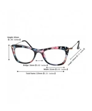 Womens Fashion Designer Cat Eye Eyeglasses Frames with Metal Arms - Blue Floral - C812NSY8J1W $5.48 Cat Eye