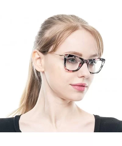 Womens Fashion Designer Cat Eye Eyeglasses Frames with Metal Arms - Blue Floral - C812NSY8J1W $5.48 Cat Eye