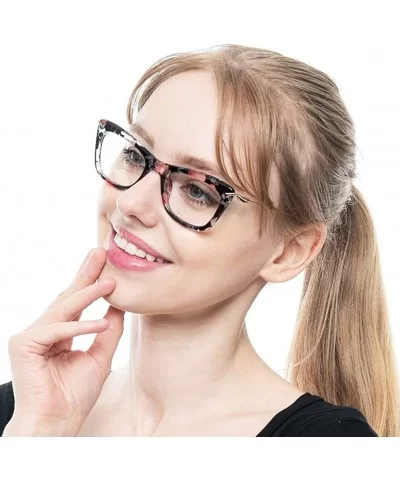 Womens Fashion Designer Cat Eye Eyeglasses Frames with Metal Arms - Blue Floral - C812NSY8J1W $5.48 Cat Eye