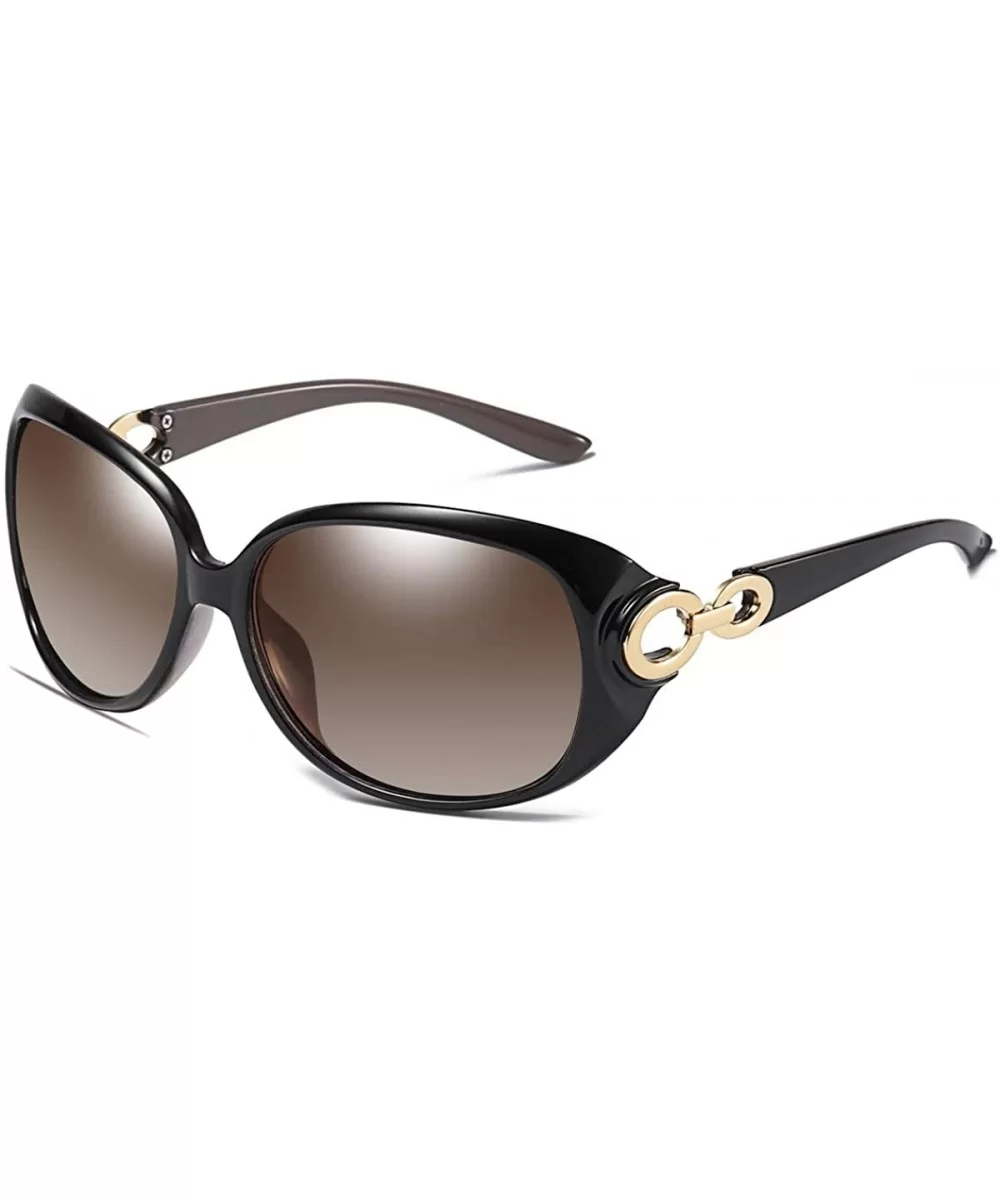 Classic Retro Sunglasses Oversized Polarized For Women Driving UV400 Protection 122 - Coffee - C018MG6IIEK $7.20 Oversized