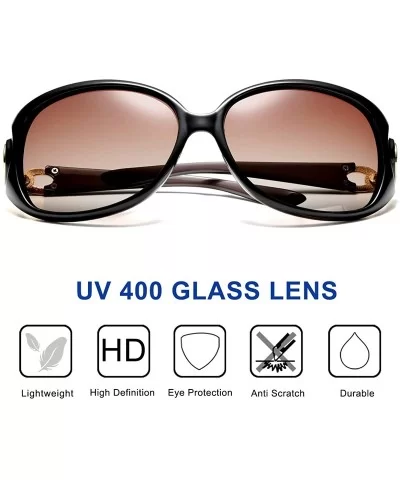 Classic Retro Sunglasses Oversized Polarized For Women Driving UV400 Protection 122 - Coffee - C018MG6IIEK $7.20 Oversized