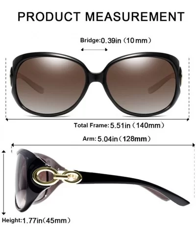 Classic Retro Sunglasses Oversized Polarized For Women Driving UV400 Protection 122 - Coffee - C018MG6IIEK $7.20 Oversized