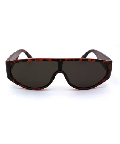 Narrow Flat Top Shield Retro Mod Plastic Fashion Sunglasses - Tortoise Black - CP190R2INQL $8.56 Rectangular