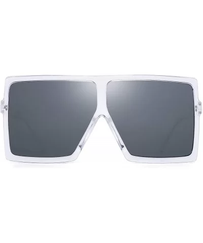 Oversized Square Sunglasses for Women Flat Top Designer Shades UV400 Protection - Clear Frame / Grey Lens - CK18RAS9X9Z $6.93...