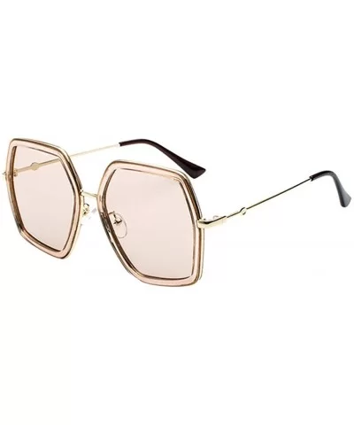 Oversized Square Sunglasses Women Vintage UV Protection irregular Brand Designer Shades - Beige - C318TUXQ7R0 $7.44 Rectangular