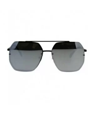 Square Heptagon Shape Sunglasses Retro Fashion Unisex Mirrored UV 400 - Black (Silver Mirror) - CG18G2WT23H $10.96 Oversized