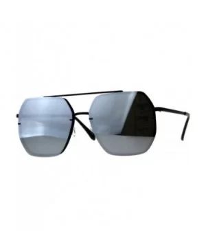 Square Heptagon Shape Sunglasses Retro Fashion Unisex Mirrored UV 400 - Black (Silver Mirror) - CG18G2WT23H $10.96 Oversized