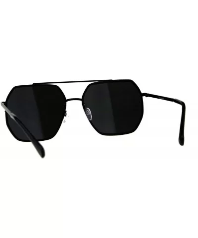 Square Heptagon Shape Sunglasses Retro Fashion Unisex Mirrored UV 400 - Black (Silver Mirror) - CG18G2WT23H $10.96 Oversized