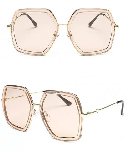 Oversized Square Sunglasses Women Vintage UV Protection irregular Brand Designer Shades - Beige - C318TUXQ7R0 $7.44 Rectangular