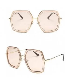 Oversized Square Sunglasses Women Vintage UV Protection irregular Brand Designer Shades - Beige - C318TUXQ7R0 $7.44 Rectangular