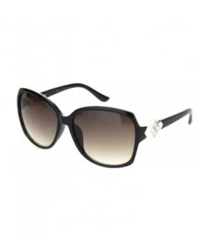 Womens Square Art Deco Rhinestone Jewel Butterfly Plastic Sunglasses - Black White Brown - CF18OQUG0WS $7.13 Oversized